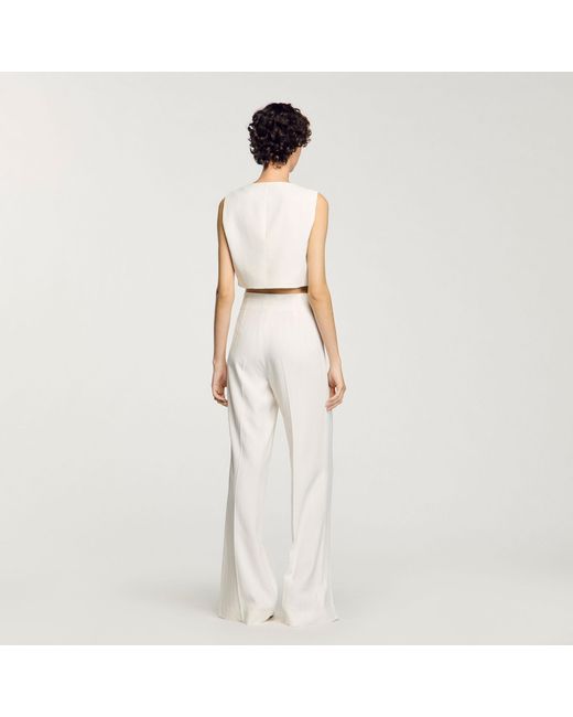 Sandro White Sequin Cropped Jacket