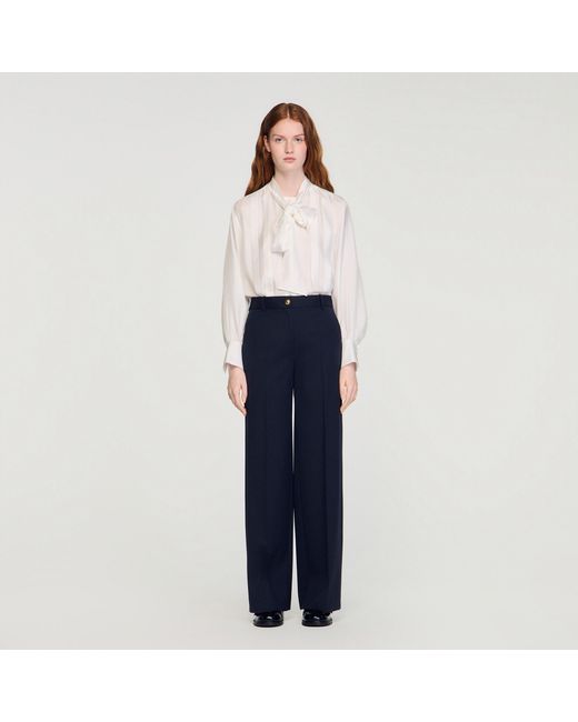 Sandro Blue Chalk-Striped Trousers
