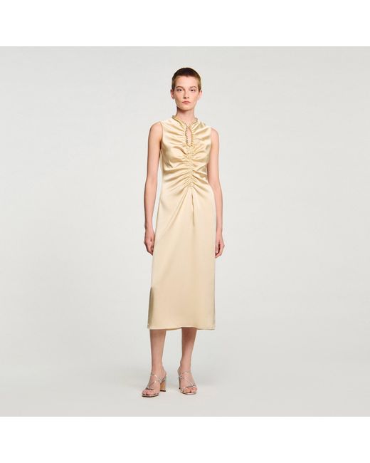 Robe midi à strass Sandro en coloris Natural