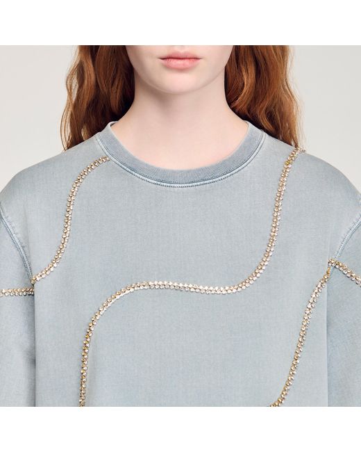 Sandro Blue Rhinestone T-Shirt