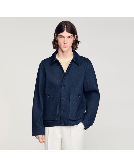 Sandro Blue Denim Worker Jacket for men