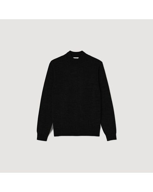 Sandro Blue Wool Jumper With A High Collar for men