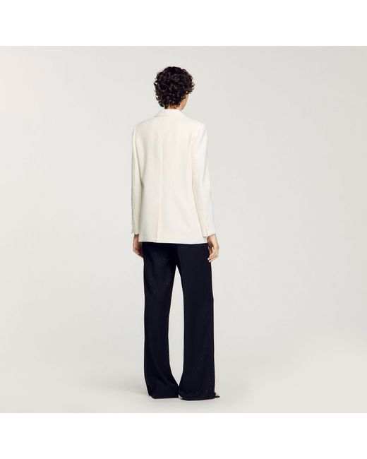 Sandro White Sequin-Stripe Opera Blazer