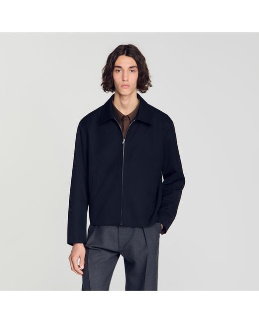 Sandro Blue Minimalist Zip-Up Jacket for men
