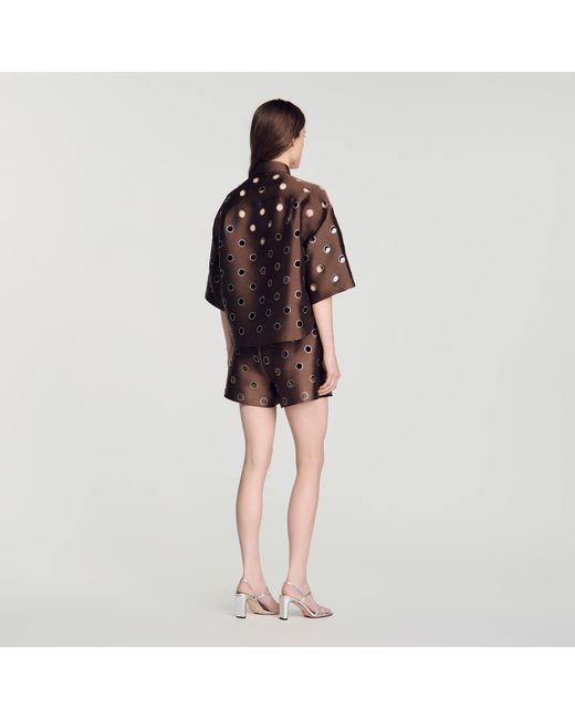Sandro Red Rhinestone Shirt