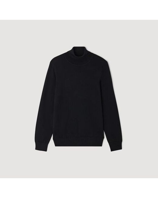Sandro Black Roll Neck Wool Sweater for men