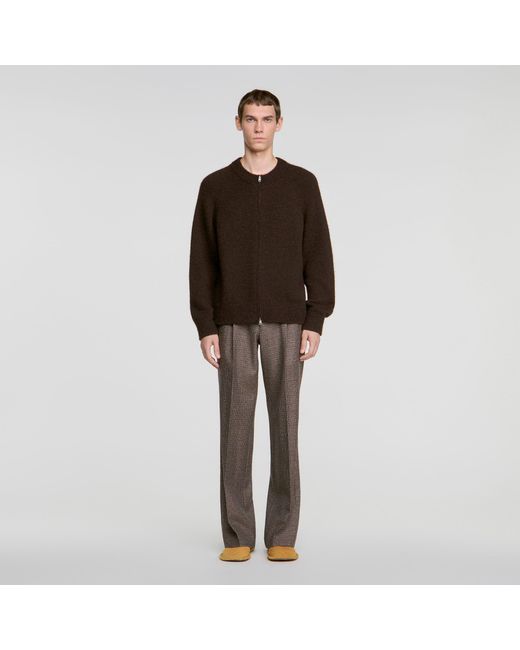Sandro Brown Zip-Up Bomber Cardigan for men