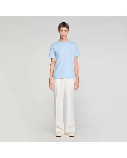 Sandro White T-Shirt With Double S Patch for men