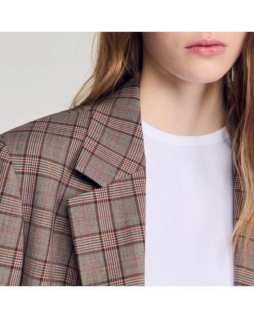 Sandro Blue Check Suit Jacket