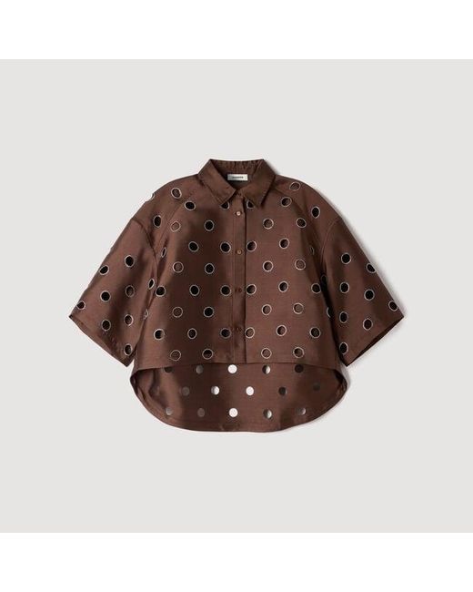 Sandro Red Rhinestone Shirt