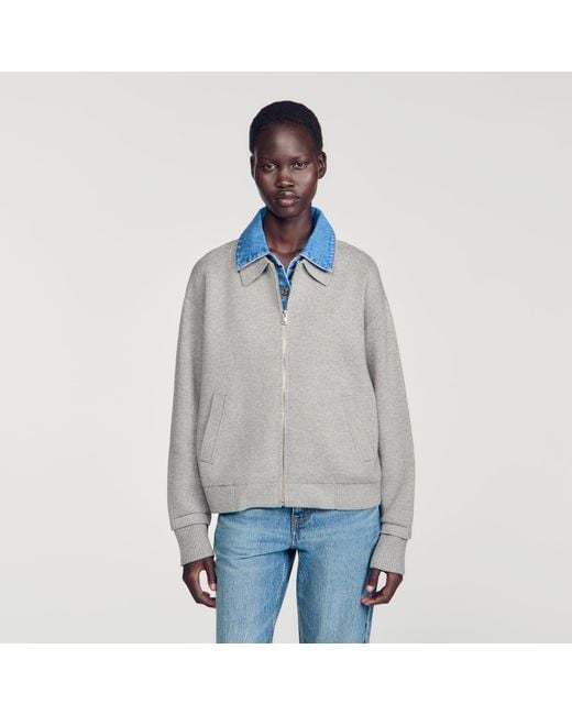 Sandro Blue 2-In-1 Zip Cardigan