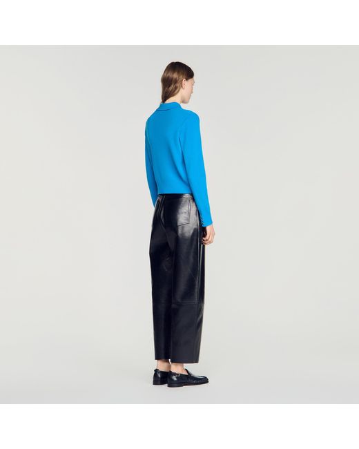 Sandro Blue Cardigan With Metal Buttons