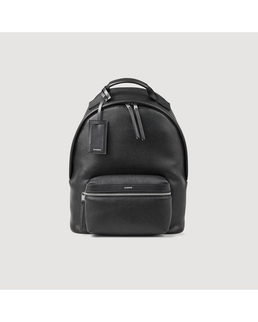 Sandro Black Coated Canvas Backpack for men