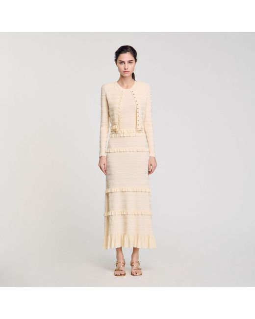 Sandro Natural Ruffled Cardigan