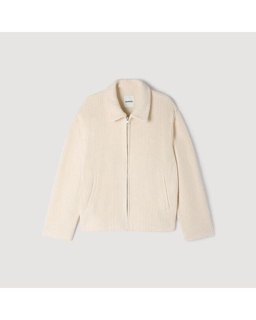 Sandro Natural Knit-Effect Regular-Collar Jacket for men