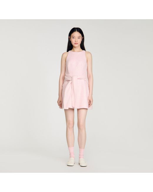 Sandro Pink Sequin Tweed Short Dress