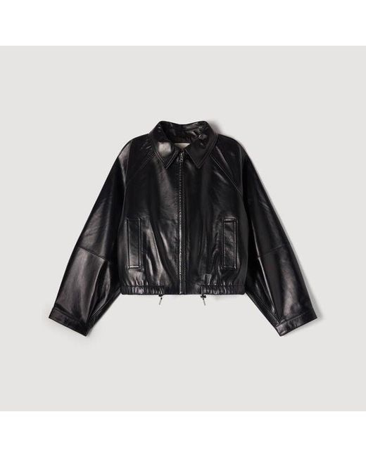 Sandro Blue Lamb Leather Jacket