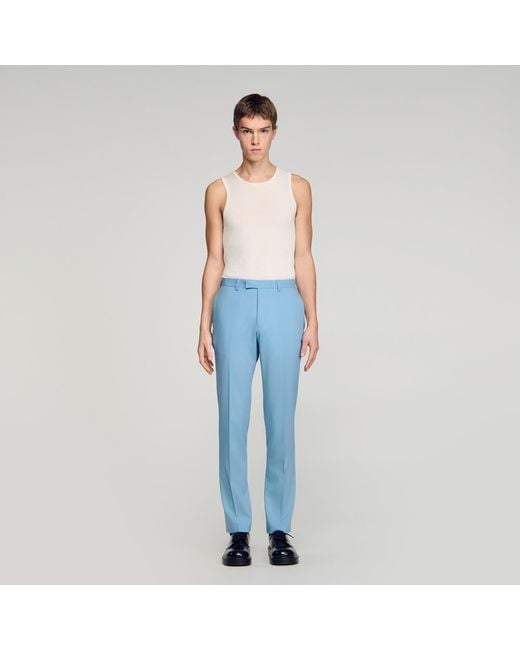 Sandro Blue Wool Suit Trousers for men