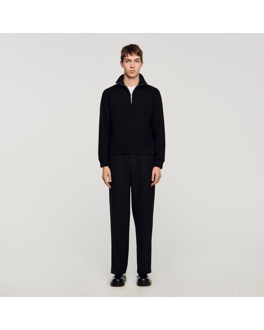 Sandro Black Cotton Sweatshirt for men