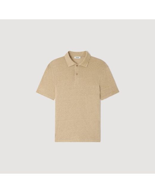 Sandro Natural Linen Polo Shirt for men