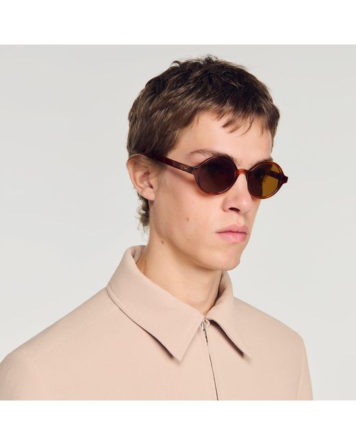 Sandro Brown Oval Sunglasses for men