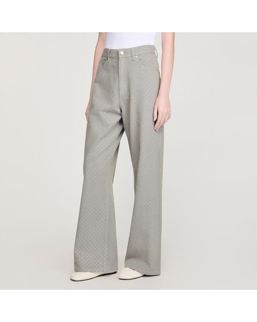 Sandro Gray Rhinestone-Embellished Jeans