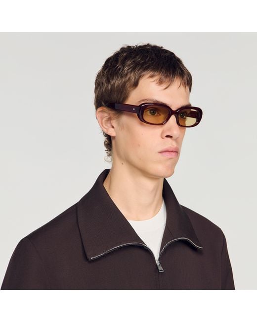 Sandro Brown Rectangular Sunglasses for men