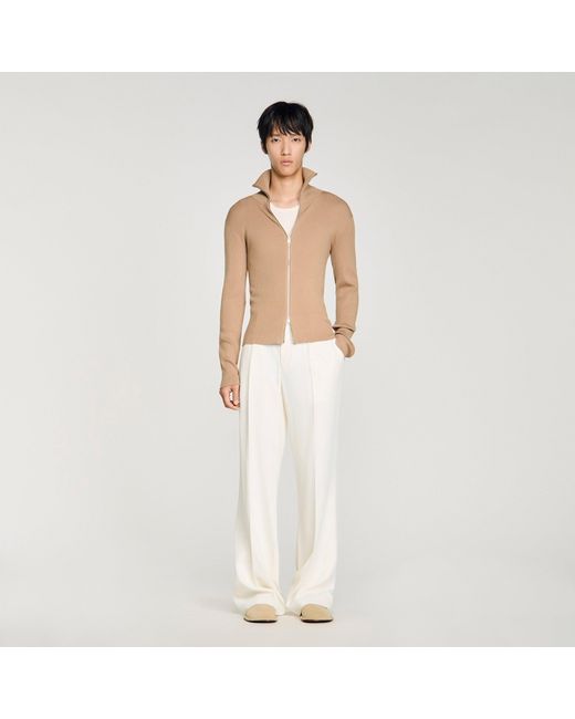 Cardigan à col montant zippé Sandro pour homme en coloris White