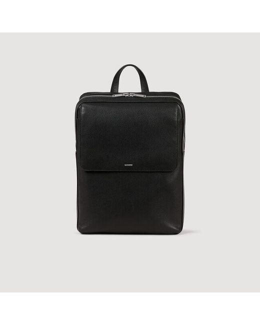 Sandro Black Recycled Leather Backpack for men