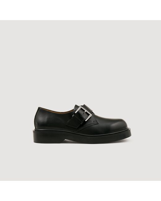 Sandro Black Glazed Leather Derbies for men