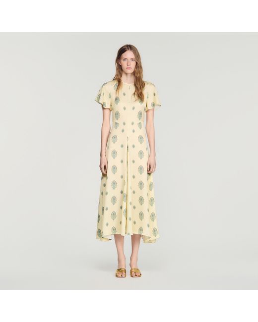 Sandro Metallic Paisley Print Midi Dress