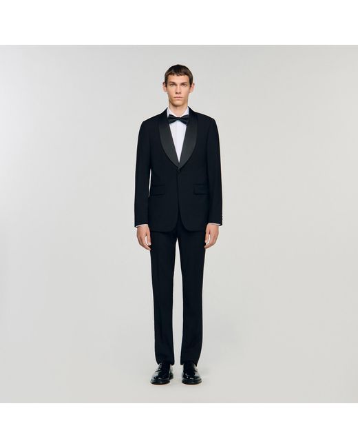 Sandro Blue Wool Jacket With Shawl Collar for men