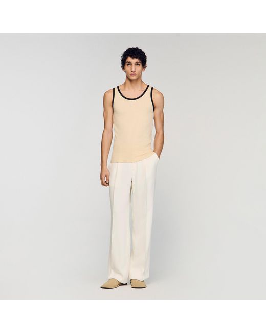 Sandro Natural Cotton Vest Top With Patch for men