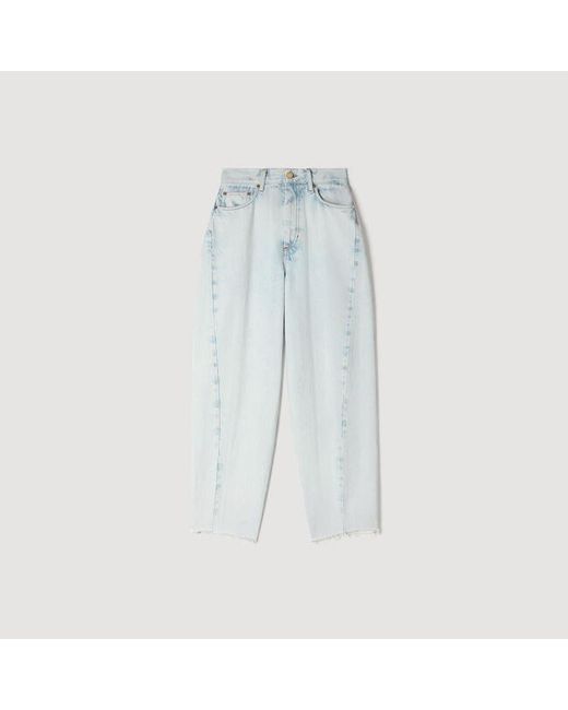 Sandro Blue Faded Barrel Cotton Jeans