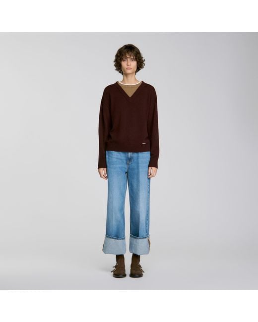 Sandro Blue 2-In-1 Wool And Cashmere Sweater