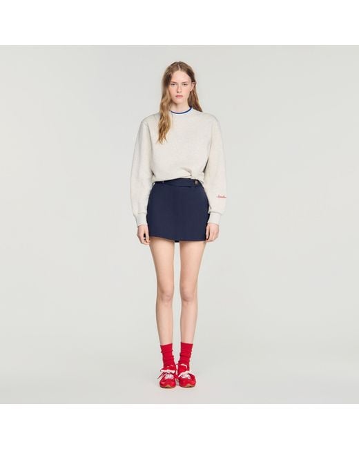 Sandro Blue Striped Wool Skort