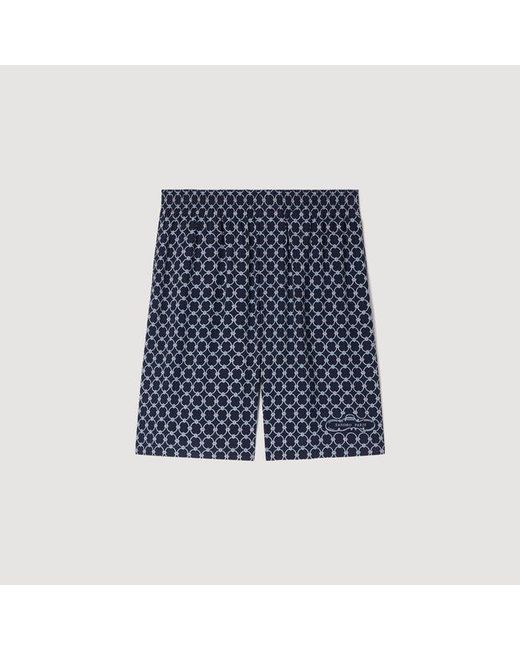 Sandro Blue Link Print Floaty Shorts for men