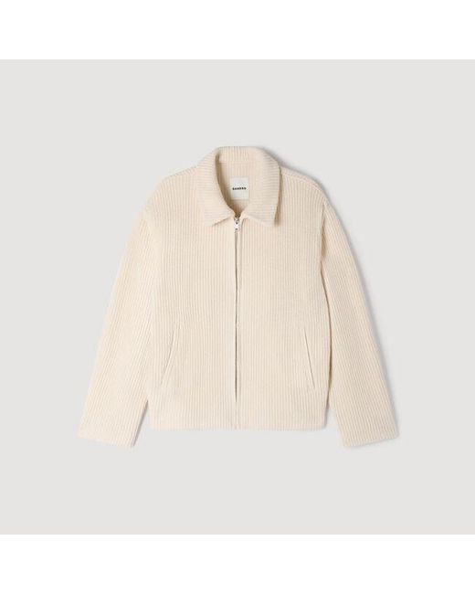 Sandro Natural Knit-Effect Regular-Collar Jacket for men