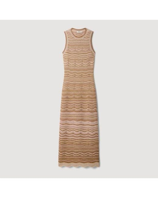 Sandro Natural Fancy Knit Maxi Dress