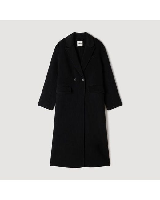 Sandro Blue Double-Faced Coat With Studs