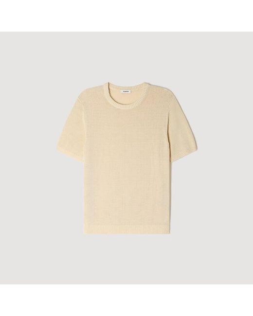 Sandro White Fine Knit T-Shirt for men