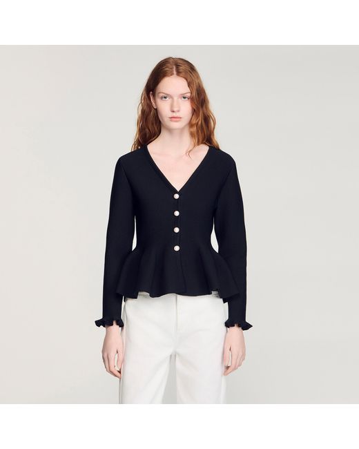 Sandro Blue Peplum Cardigan
