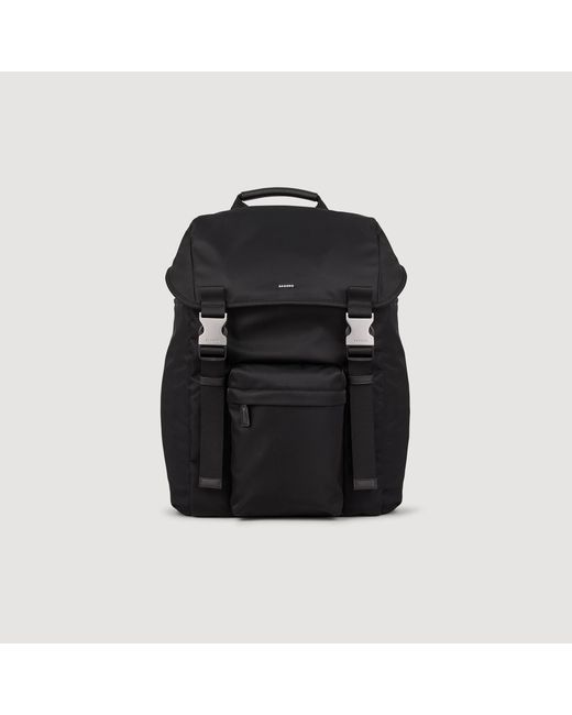 Sandro Black Recycled Leather Backpack for men