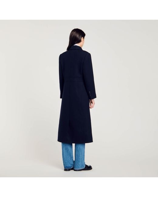 Manteau long cintre Sandro en coloris Bleu Lyst