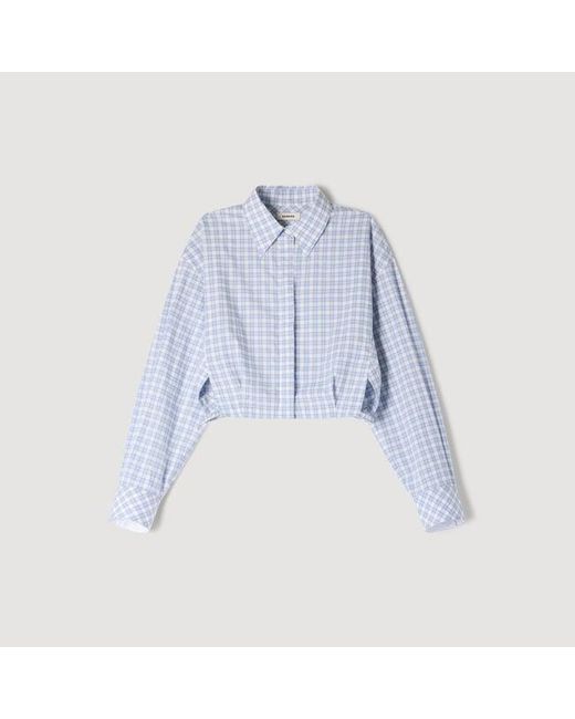 Sandro Blue Short Checked Shirt