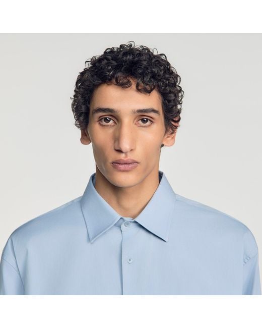 Sandro Blue Oversized Cotton Shirt for men
