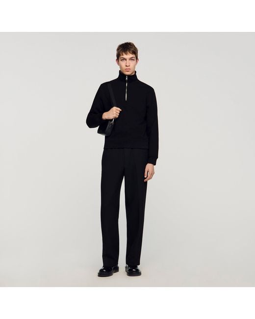 Sandro Black Cotton Sweatshirt for men