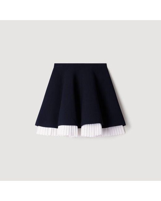 Sandro Blue Two-Tone Knit Skirt