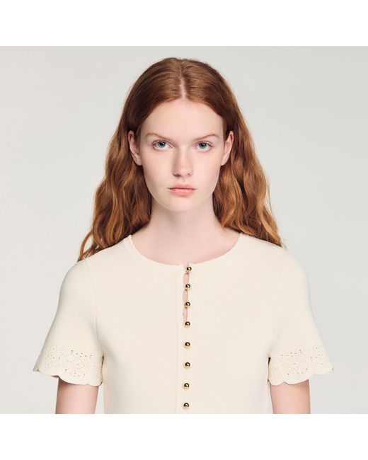 Sandro Natural Pointelle Knit Short Dress