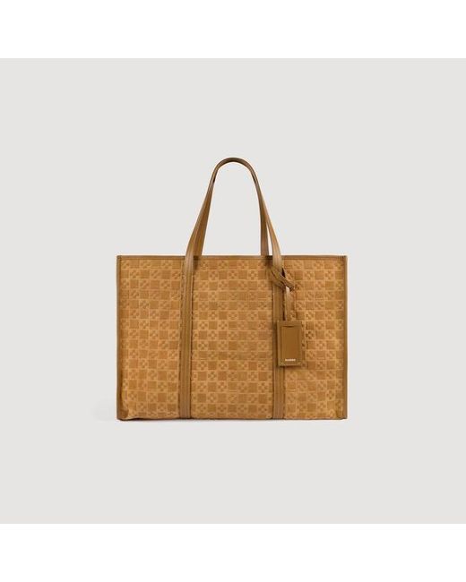 Sandro Brown Split Leather Shopping Bag for men